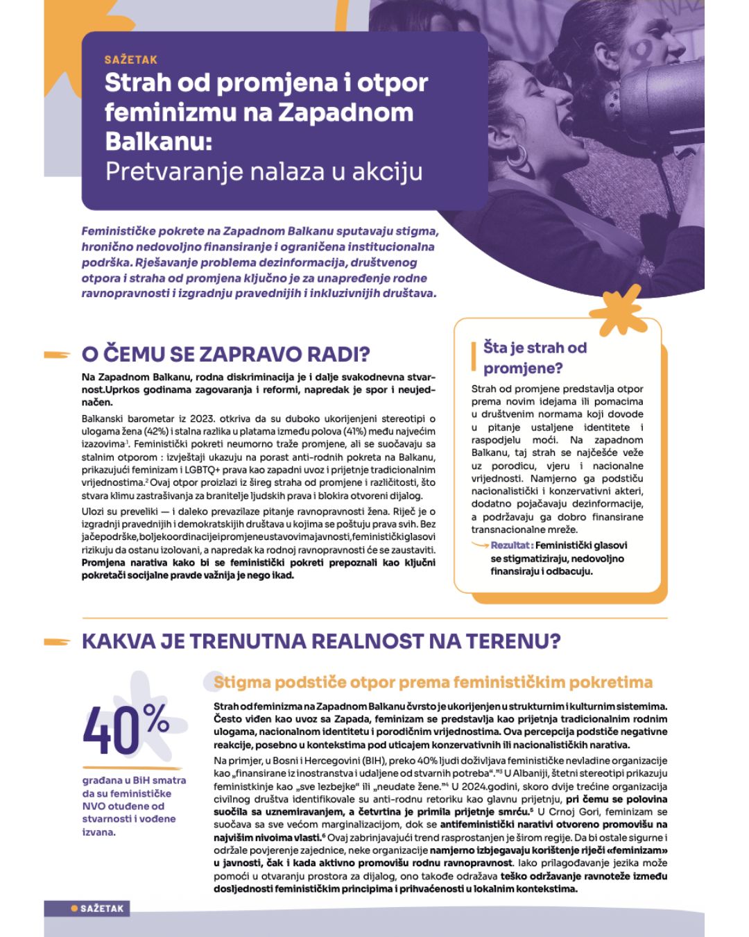Strah od promjena i otpor feminizmu na ZapadnomBalkanu: Pretvaranje nalaza u akciju